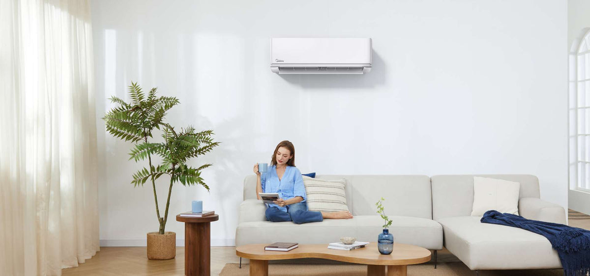 Midea air conditioning Perth living room with wall-mounted system