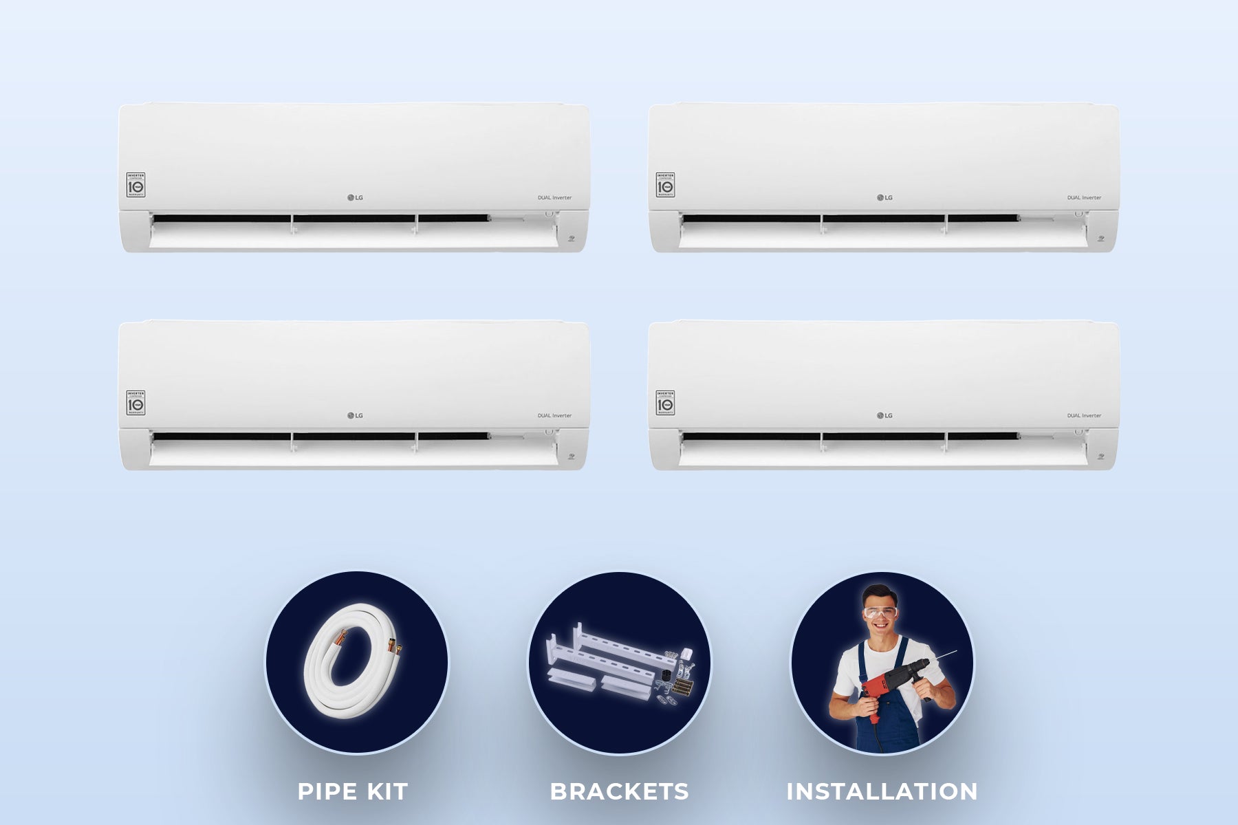 Premium Whole Home Airconditioning Bundle (2x 12,000 BTU with Wi-Fi + 2x 18,000 BTU with Wi-Fi)