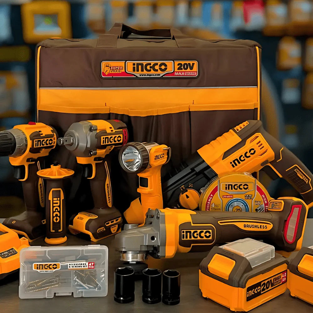 Ingco - 5 Piece Cordless Industrial Combo Kit (20V)