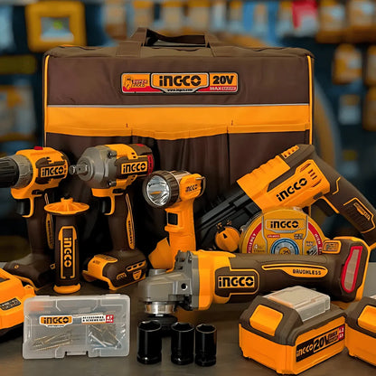 Ingco - 5 Piece Cordless Industrial Combo Kit (20V)